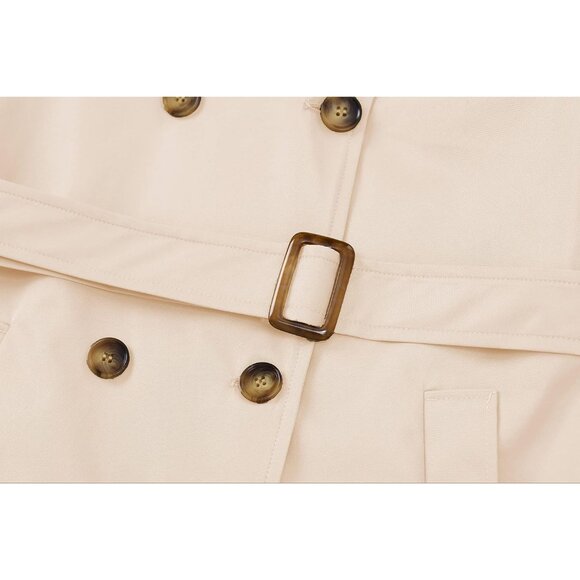 Plus Size Mid-Length Trench Coat with Detachable Hood - Stylish & Functional - Picture 6 of 7